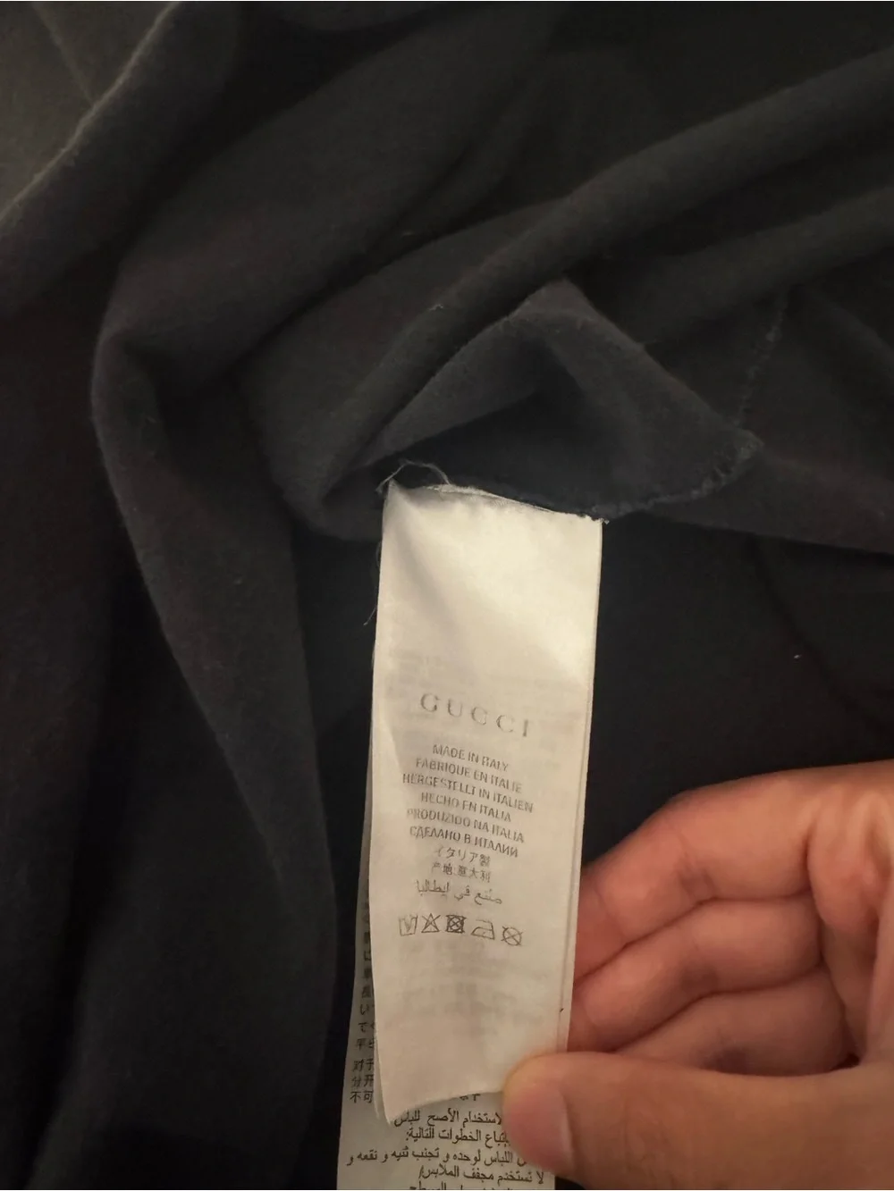 Gucci Black Crewneck T-Shirt with Red and White Logo